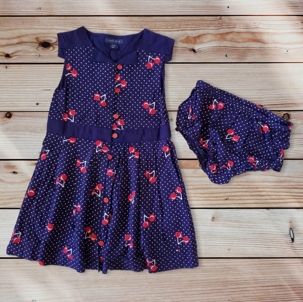 🎉🥳HP 1/6/23✨️Tommy Hilfiger 2pc Cherry Polka Dot Dress - Picture 1 of 5